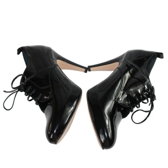 Gianvito Rossi Handcrafted Black Patent Lace Up Stiletto, Size 36.5 (US 6.5) main image 10